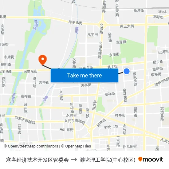 寒亭经济技术开发区管委会 to 潍坊理工学院(中心校区) map