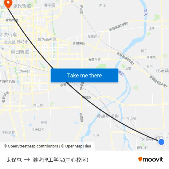 太保屯 to 潍坊理工学院(中心校区) map