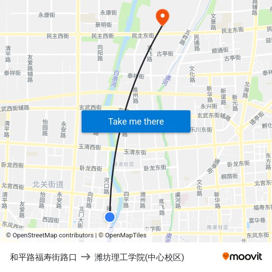 和平路福寿街路口 to 潍坊理工学院(中心校区) map