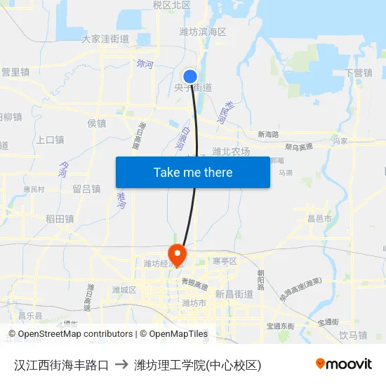 汉江西街海丰路口 to 潍坊理工学院(中心校区) map