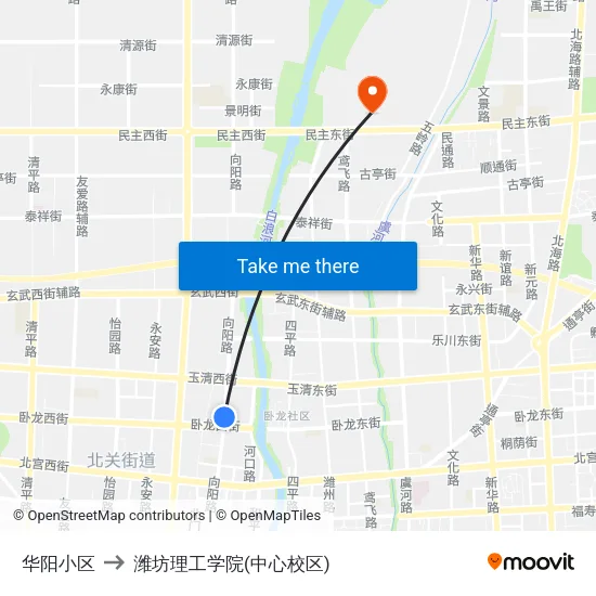 华阳小区 to 潍坊理工学院(中心校区) map