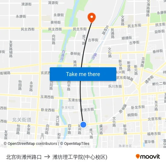 北宫街潍州路口 to 潍坊理工学院(中心校区) map