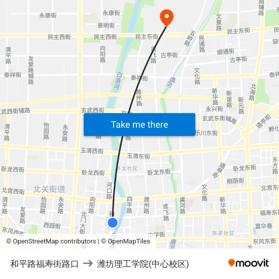 和平路福寿街路口 to 潍坊理工学院(中心校区) map