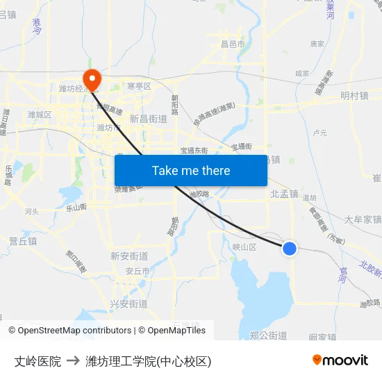 丈岭医院 to 潍坊理工学院(中心校区) map