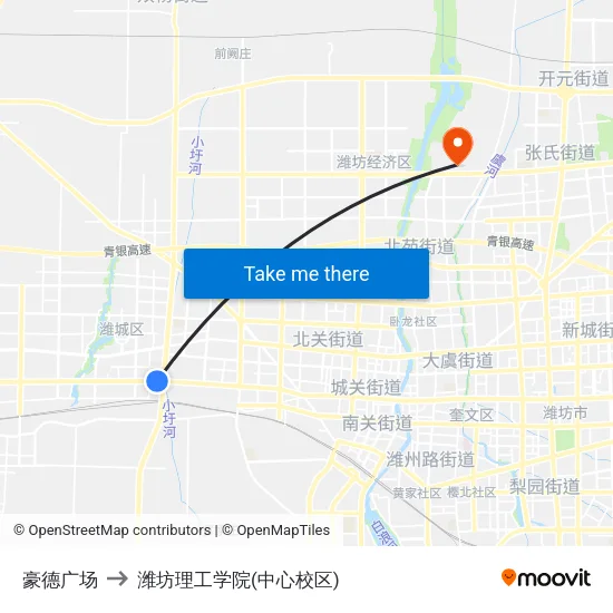 豪德广场 to 潍坊理工学院(中心校区) map