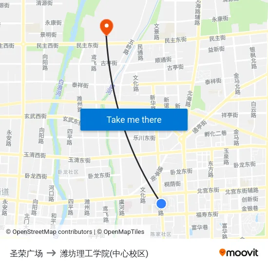 圣荣广场 to 潍坊理工学院(中心校区) map