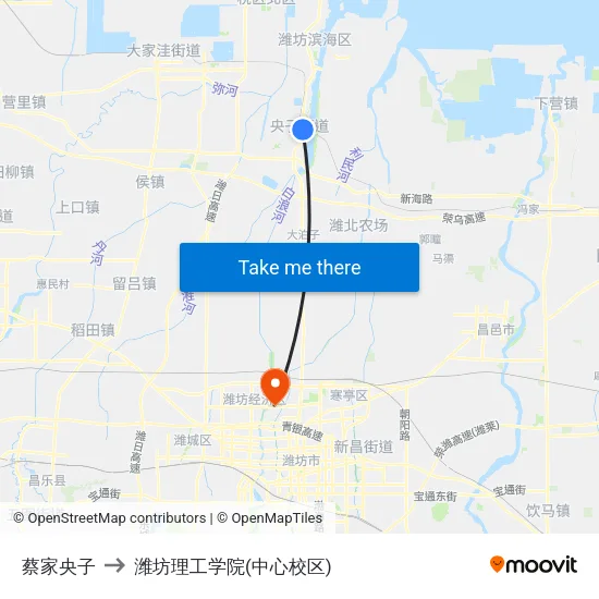 蔡家央子 to 潍坊理工学院(中心校区) map