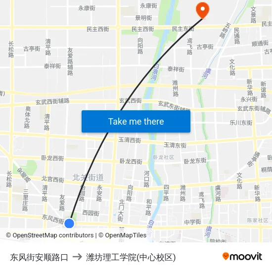 东风街安顺路口 to 潍坊理工学院(中心校区) map