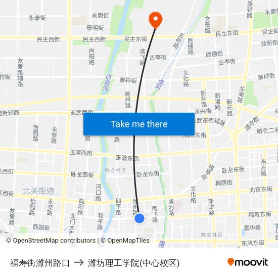 福寿街潍州路口 to 潍坊理工学院(中心校区) map