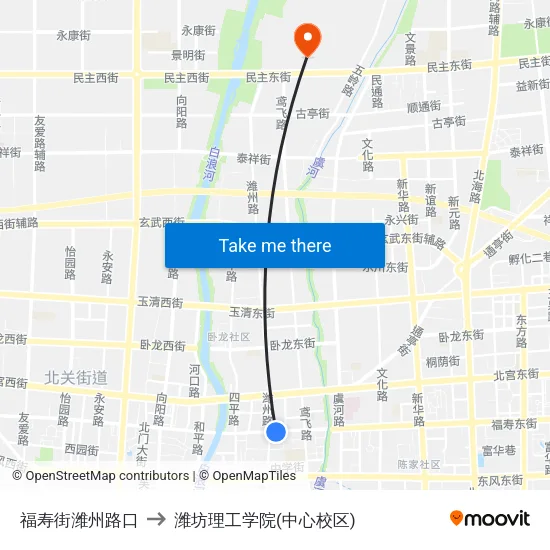 福寿街潍州路口 to 潍坊理工学院(中心校区) map