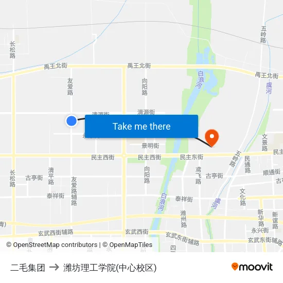 二毛集团 to 潍坊理工学院(中心校区) map