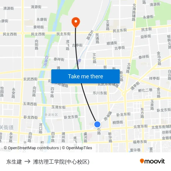东生建 to 潍坊理工学院(中心校区) map