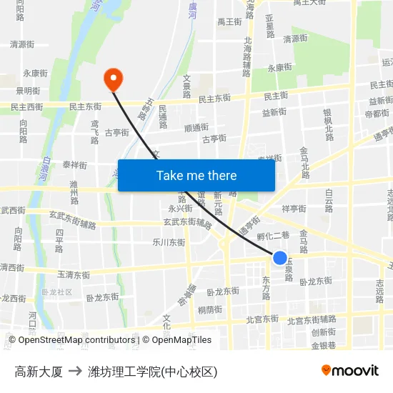 高新大厦 to 潍坊理工学院(中心校区) map