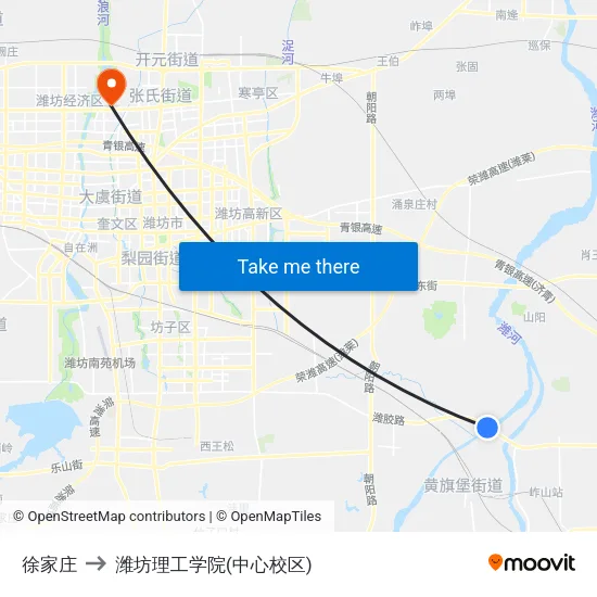 徐家庄 to 潍坊理工学院(中心校区) map