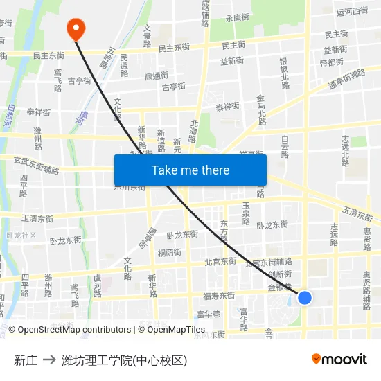 新庄 to 潍坊理工学院(中心校区) map