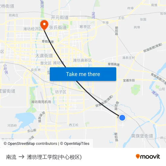 南流 to 潍坊理工学院(中心校区) map