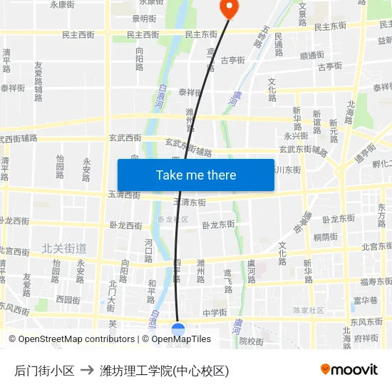 后门街小区 to 潍坊理工学院(中心校区) map