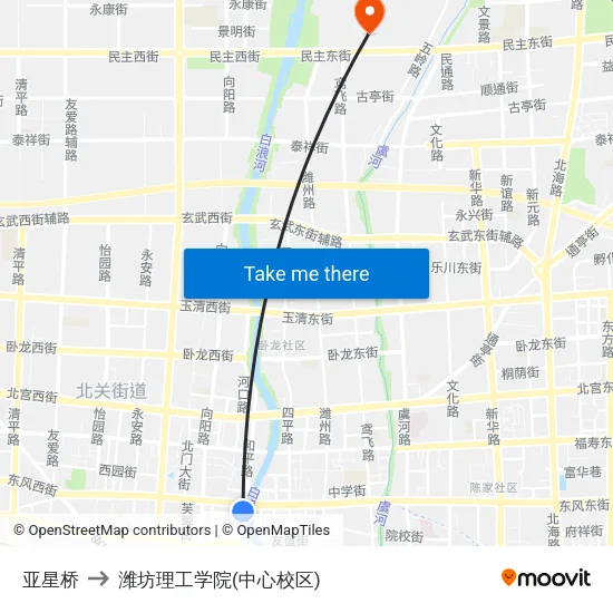 亚星桥 to 潍坊理工学院(中心校区) map