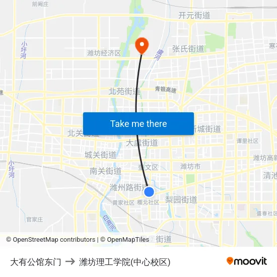 大有公馆东门 to 潍坊理工学院(中心校区) map