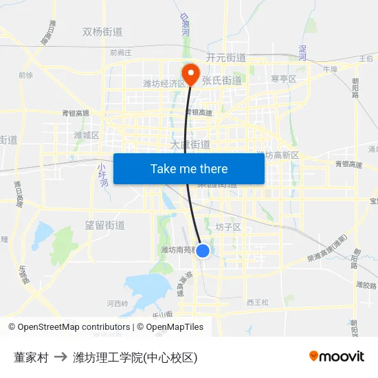 董家村 to 潍坊理工学院(中心校区) map