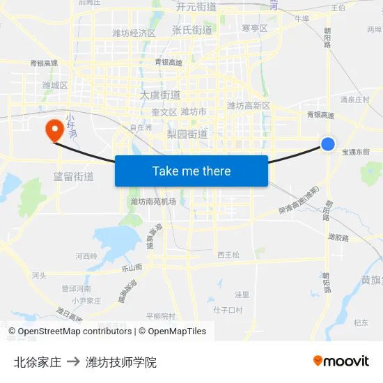 北徐家庄 to 潍坊技师学院 map
