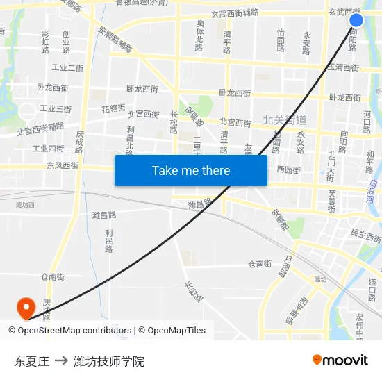 东夏庄 to 潍坊技师学院 map