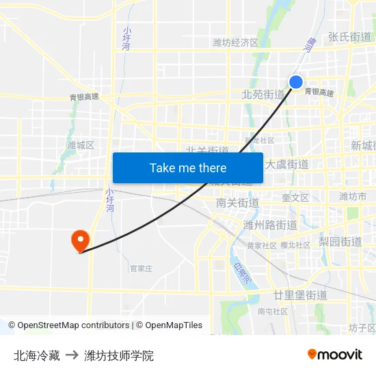 北海冷藏 to 潍坊技师学院 map