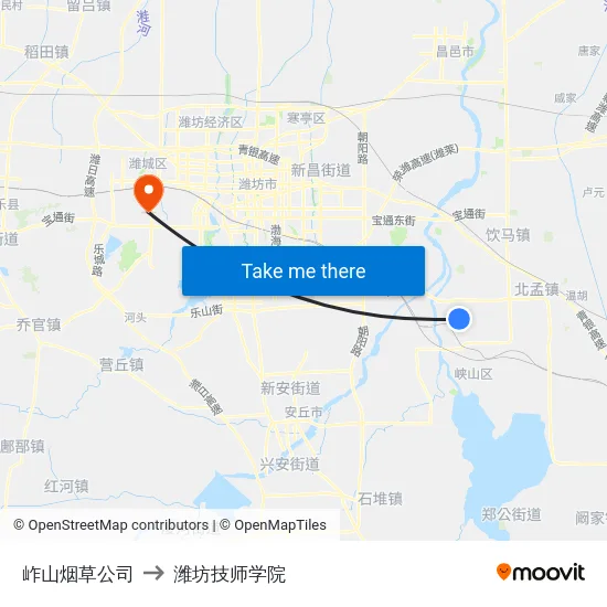 岞山烟草公司 to 潍坊技师学院 map