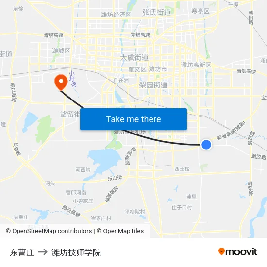 东曹庄 to 潍坊技师学院 map