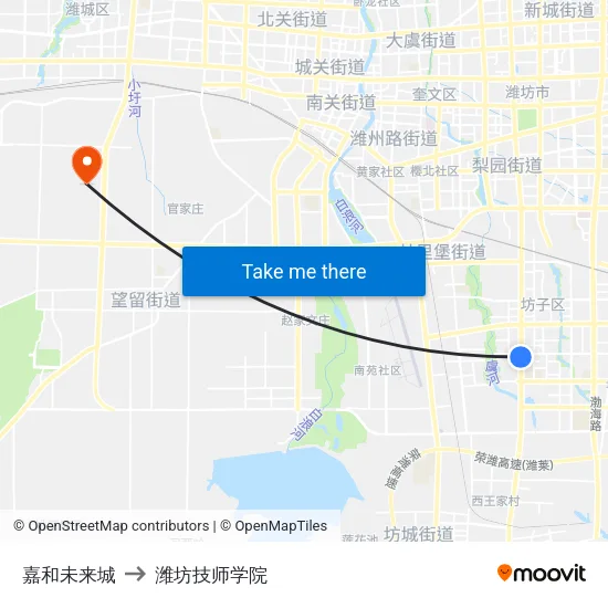 嘉和未来城 to 潍坊技师学院 map