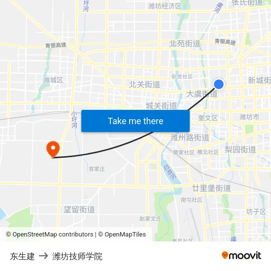 东生建 to 潍坊技师学院 map