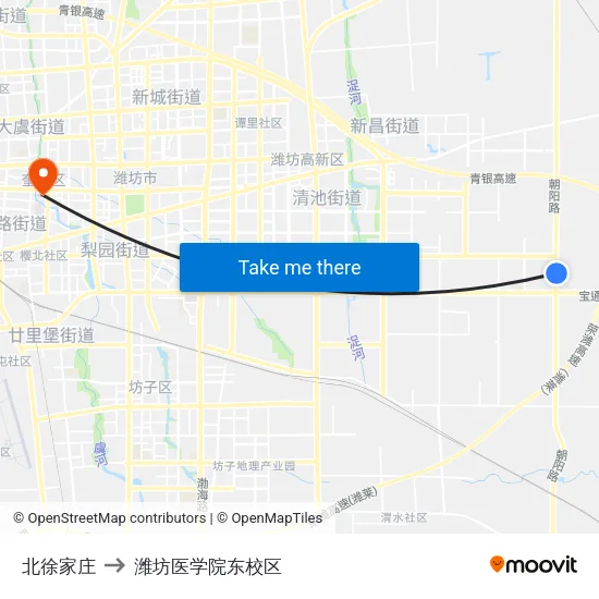 北徐家庄 to 潍坊医学院东校区 map