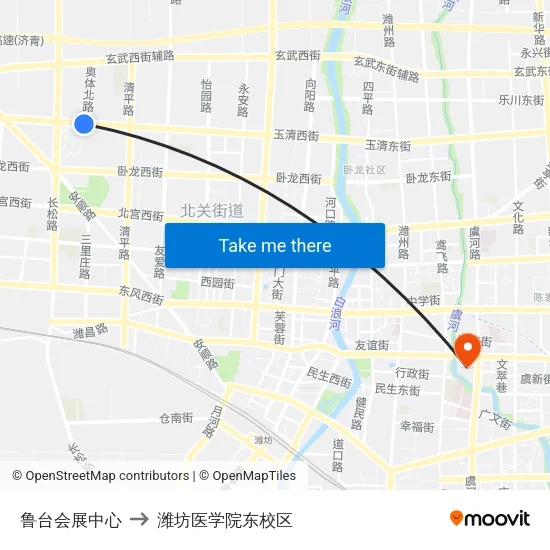 鲁台会展中心 to 潍坊医学院东校区 map
