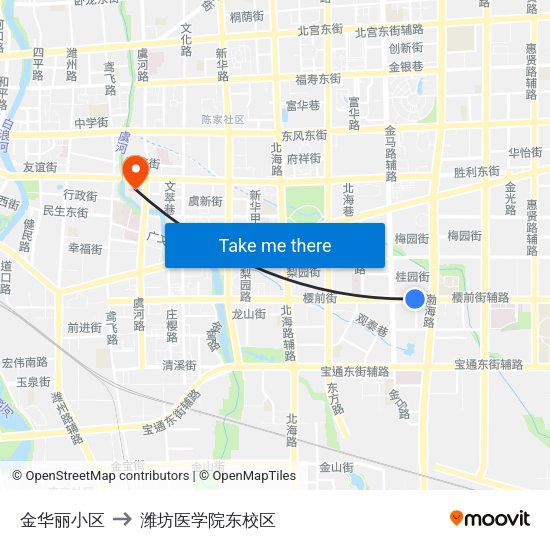 金华丽小区 to 潍坊医学院东校区 map