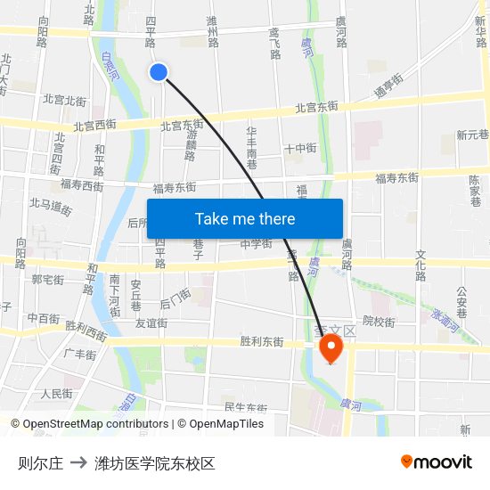 则尔庄 to 潍坊医学院东校区 map