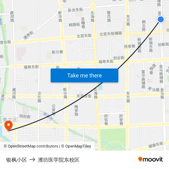 银枫小区 to 潍坊医学院东校区 map