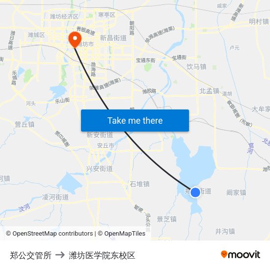 郑公交管所 to 潍坊医学院东校区 map