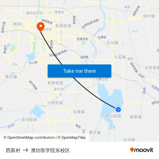 西新村 to 潍坊医学院东校区 map