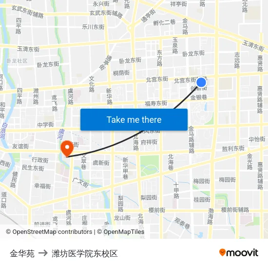 金华苑 to 潍坊医学院东校区 map