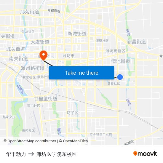 华丰动力 to 潍坊医学院东校区 map