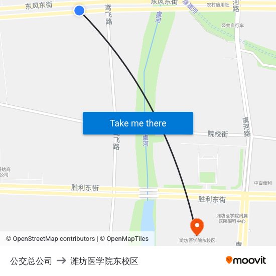 公交总公司 to 潍坊医学院东校区 map