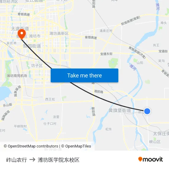 岞山农行 to 潍坊医学院东校区 map