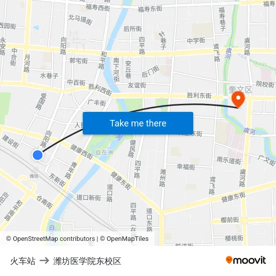 火车站 to 潍坊医学院东校区 map