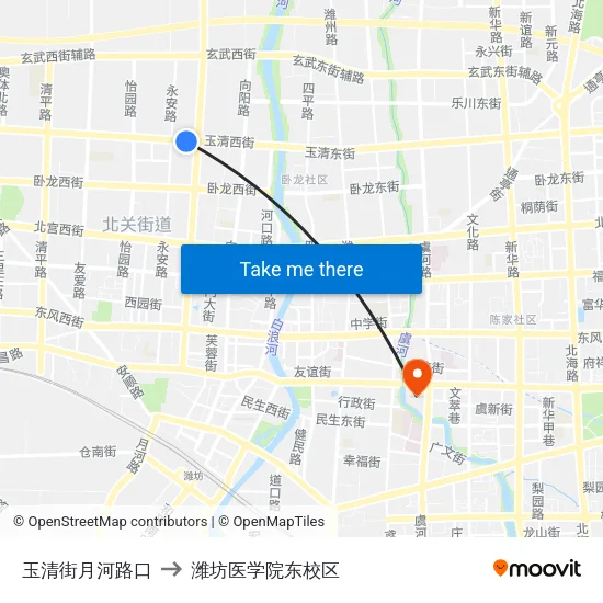 玉清街月河路口 to 潍坊医学院东校区 map