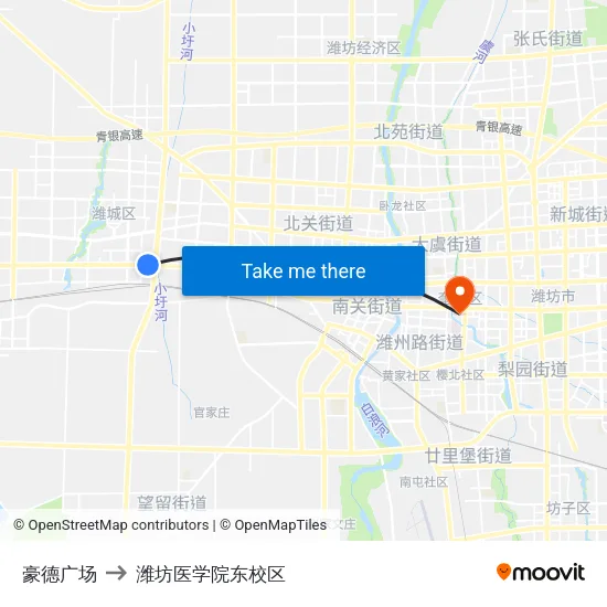豪德广场 to 潍坊医学院东校区 map