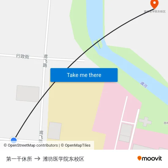 第一干休所 to 潍坊医学院东校区 map