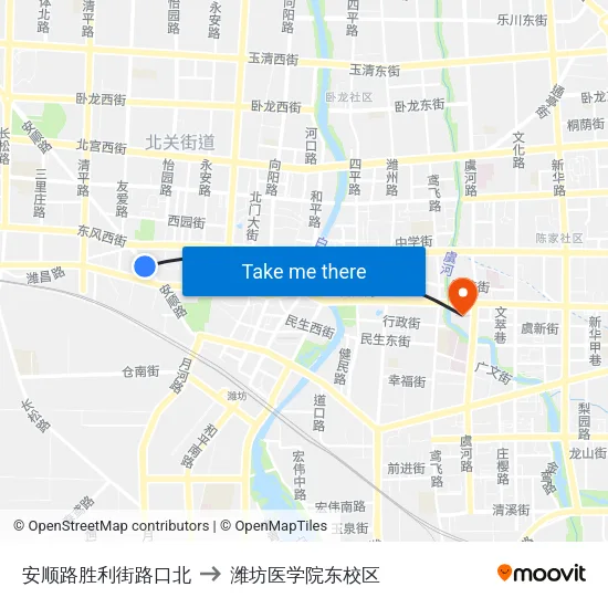 安顺路胜利街路口北 to 潍坊医学院东校区 map