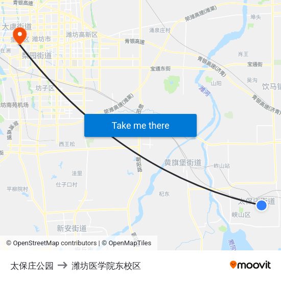 太保庄公园 to 潍坊医学院东校区 map