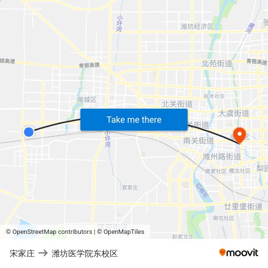 宋家庄 to 潍坊医学院东校区 map