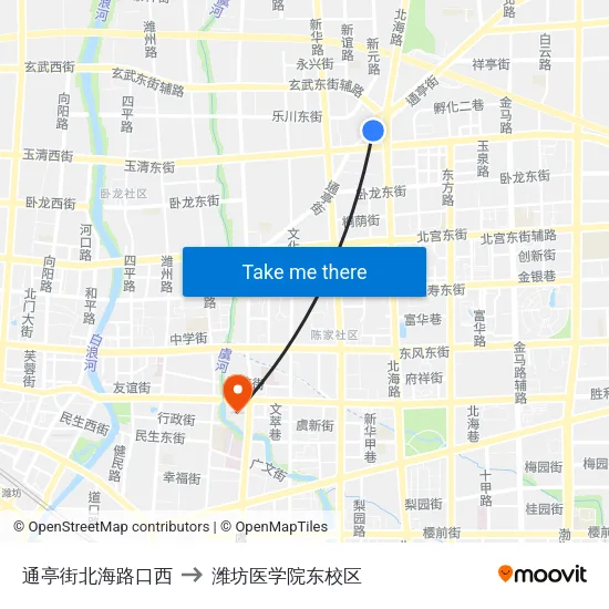 通亭街北海路口西 to 潍坊医学院东校区 map